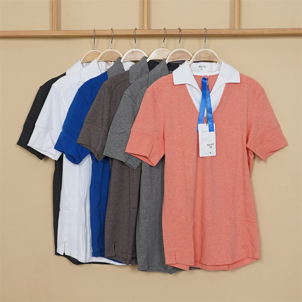 翻领蓝带轻奢男士T恤含棉透气吸湿半袖宽松显瘦休闲时尚户外上衣