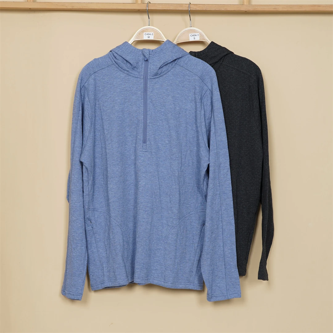 男款运动卫衣连帽长袖半拉链含棉吸湿宽松显瘦健身户外休闲卫衣