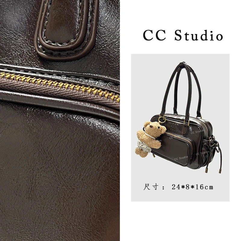 CC Studio/原创设计SD-5099-坞木色-轻奢女士新款手提斜挎包