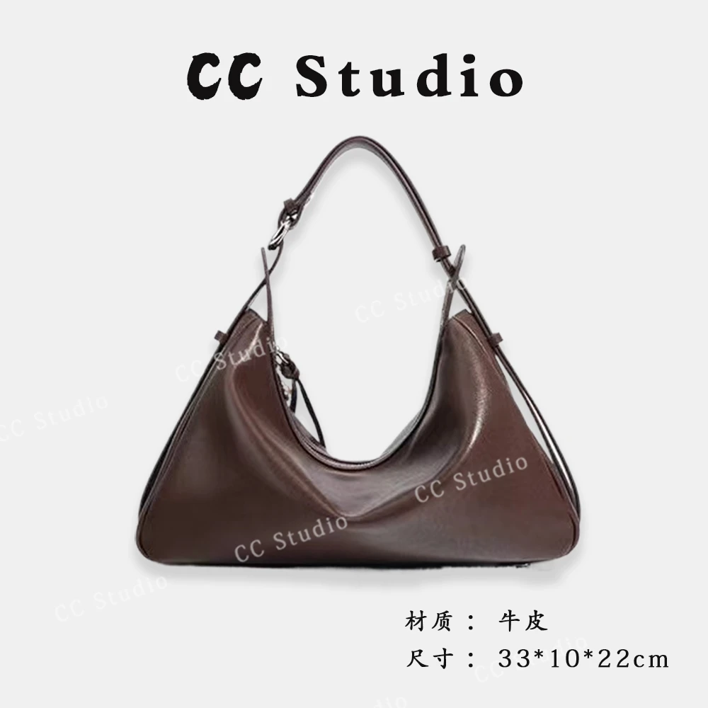 【尚恩CC】ZG-F9844-咖啡-原创设计 全牛皮 单肩斜跨复古女包