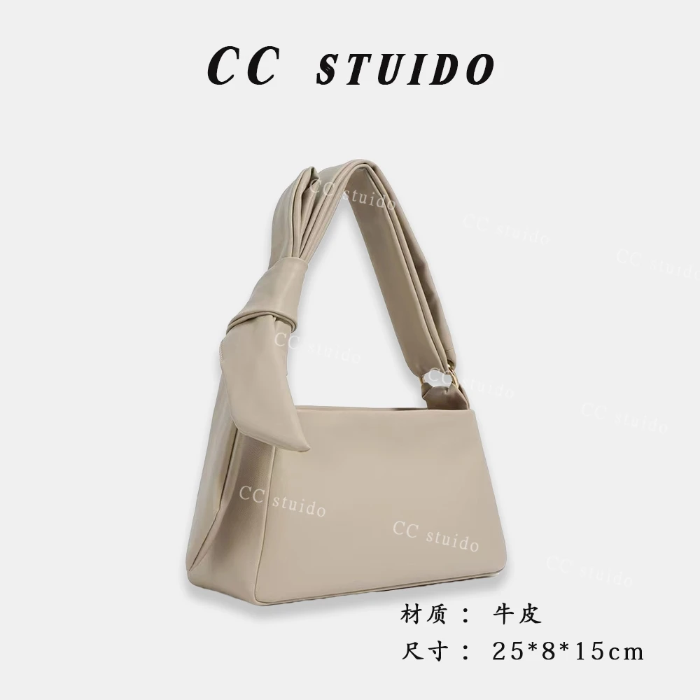 【尚恩CC】ZG-X9201-雾灰色-原创设计 真皮小众单肩时尚斜挎小方包