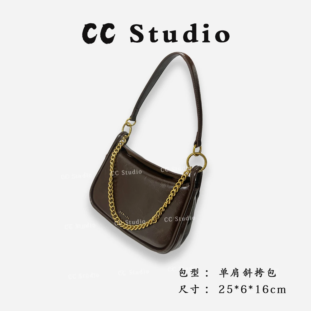 【尚恩CC】QYX-81343-可可棕-轻奢时尚简约百搭女士新款单肩斜跨包