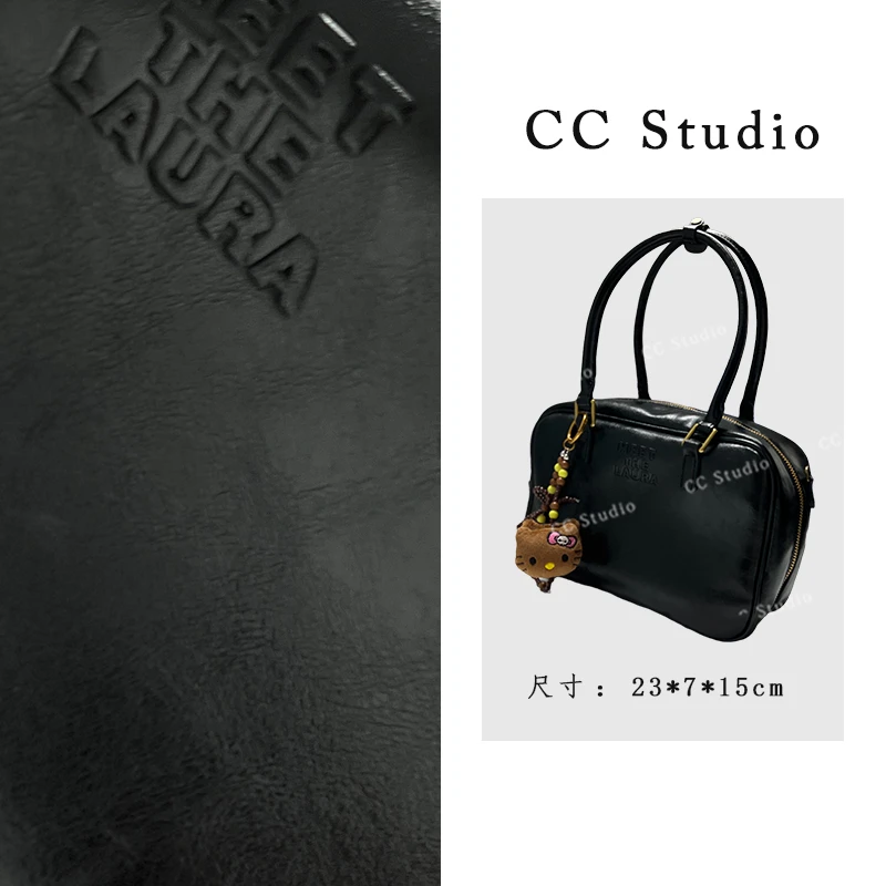 CC Studio/原创设计SD-5095-黑色-轻奢女士新款手提保龄球斜挎包