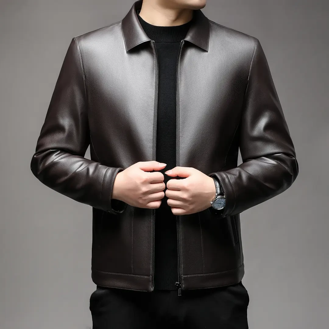 2025春秋新款【男士（翻领）皮衣】商务休闲时尚百搭高档