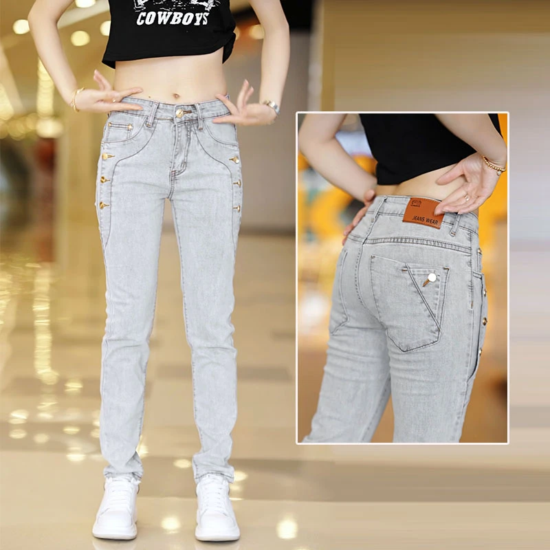 高端新款男士牛仔裤夏季薄款休闲长裤子潮牌男装修身小直筒韩版