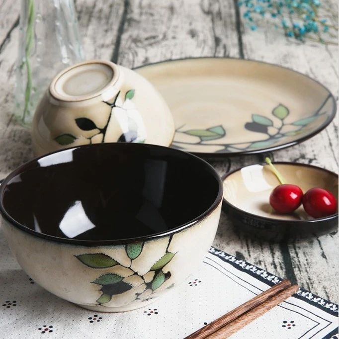 小可陶瓷玉泉竹叶7英寸深盘窑变釉陶瓷碗餐具釉下彩防烫家用中式