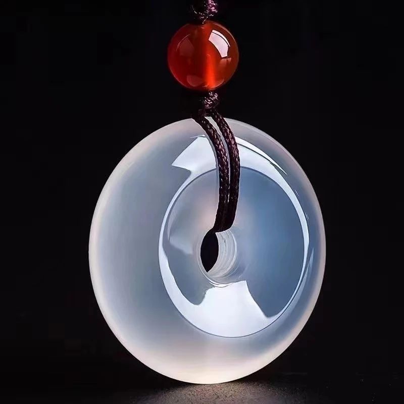 天然玉髓平安扣吊坠冰透玉坠项链简约百搭