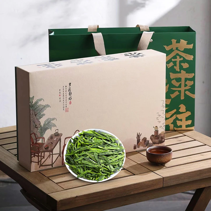 杰盈绿茶龙井新茶明前龙井茶叶浓香型回甘茶叶礼盒装送礼