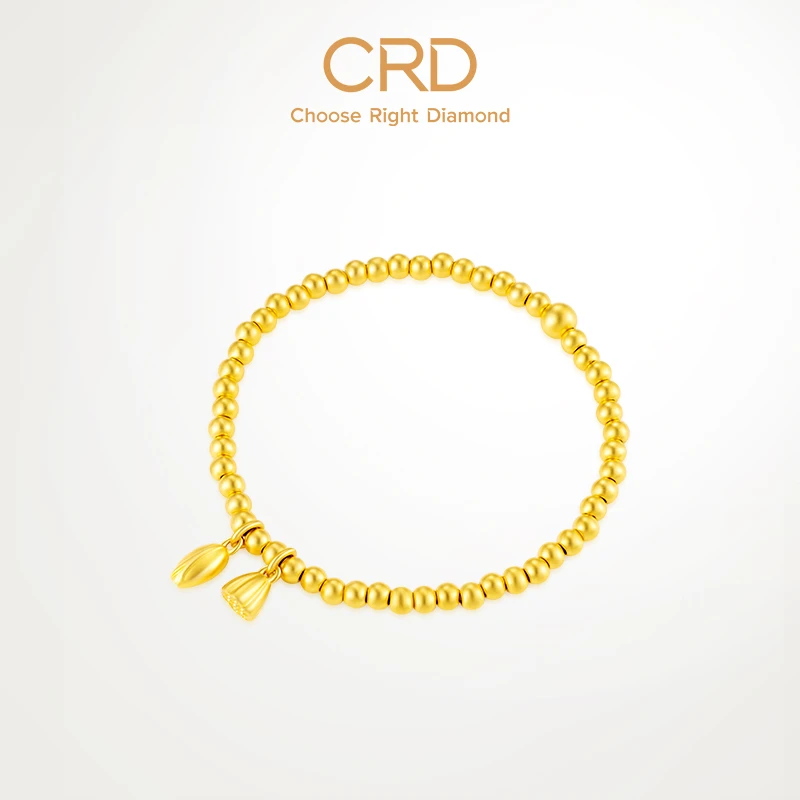 CRD克徕帝黄金手链足金两世欢莲蓬古法手串手链新款送礼送女友