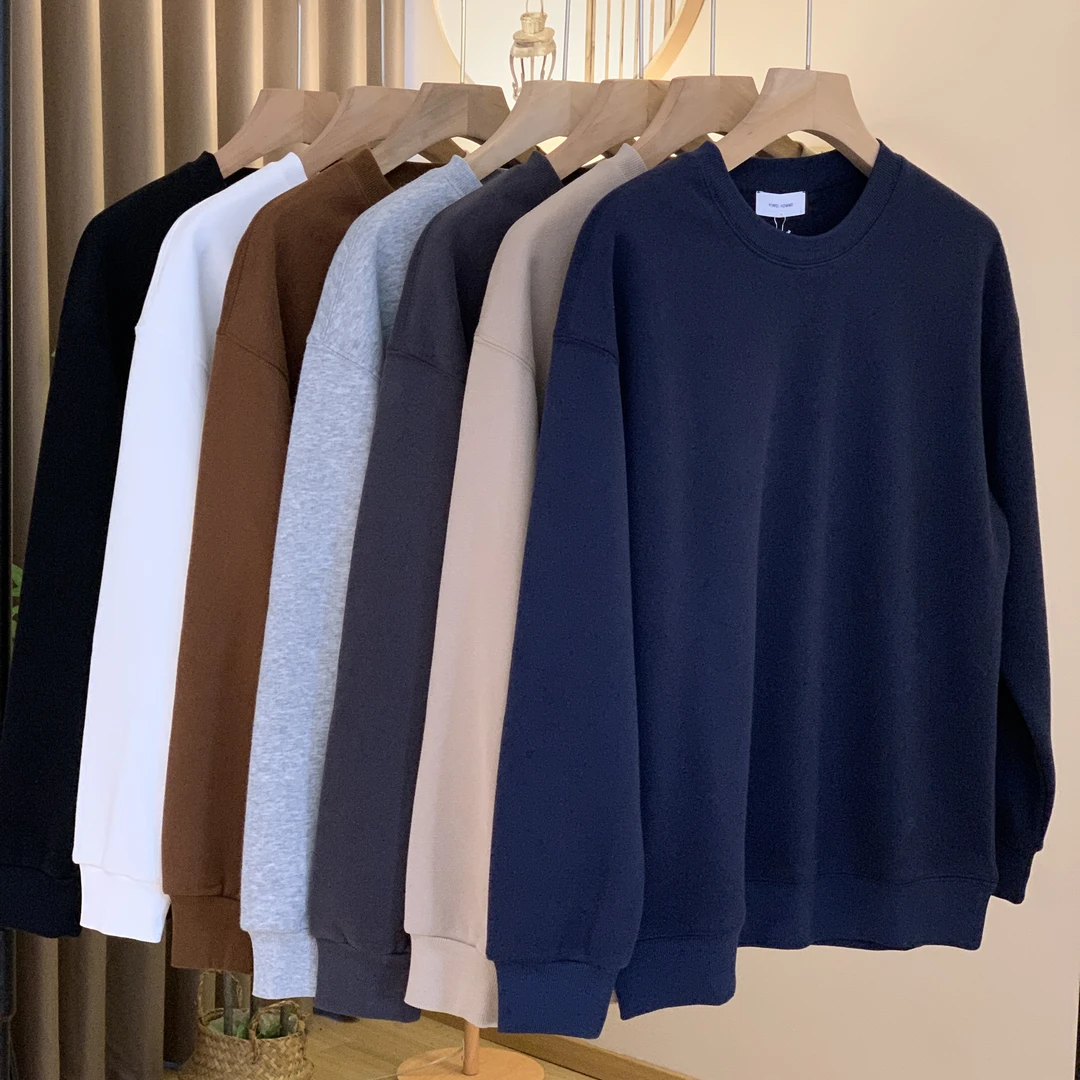 《秋冬套头净版圆领》V6080 美式潮牌百搭卫衣宽松休闲宽松纯色卫衣