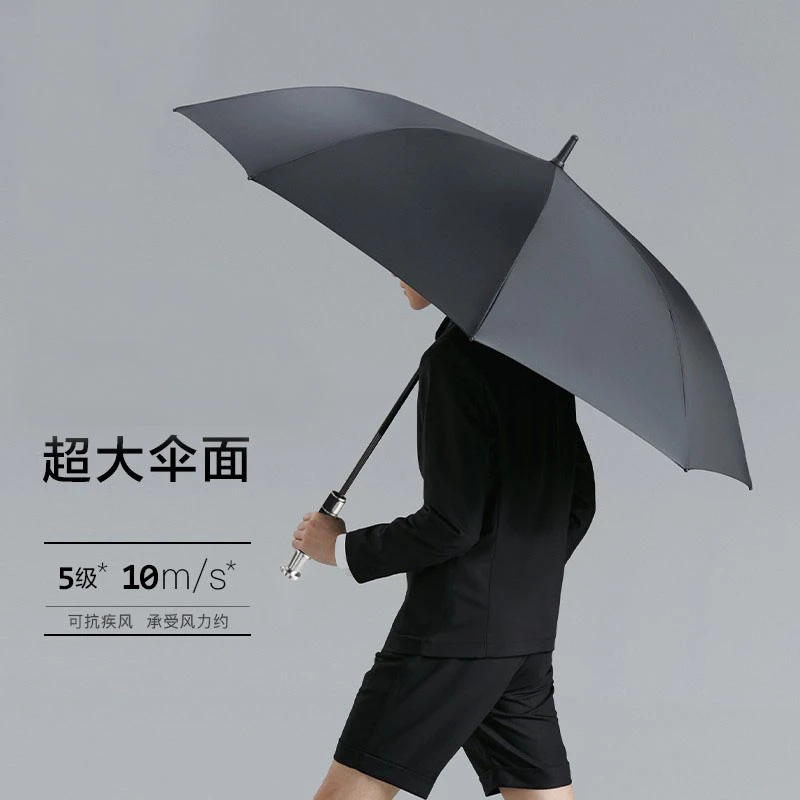 半自动伞豪车同款长柄直杆黑胶防晒加粗龙骨超大伞面结实耐用雨伞