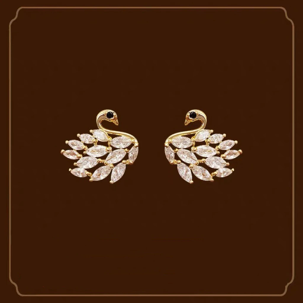 铜合金耳饰 C时尚百搭天鹅小众简约气质耳钉高级感灵动耳饰E1714