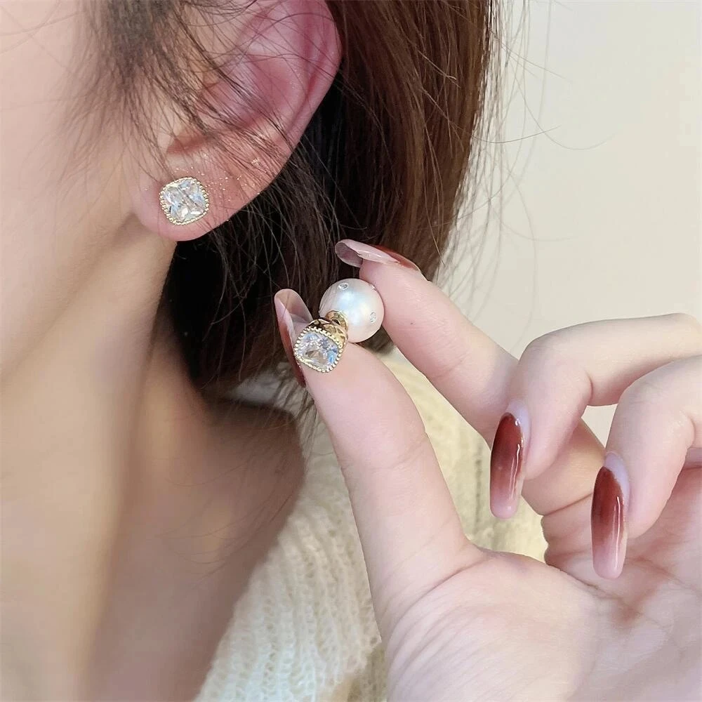 铜合金耳饰 A小众前后戴耳钉时尚几何双十一百搭日常耳饰E1171