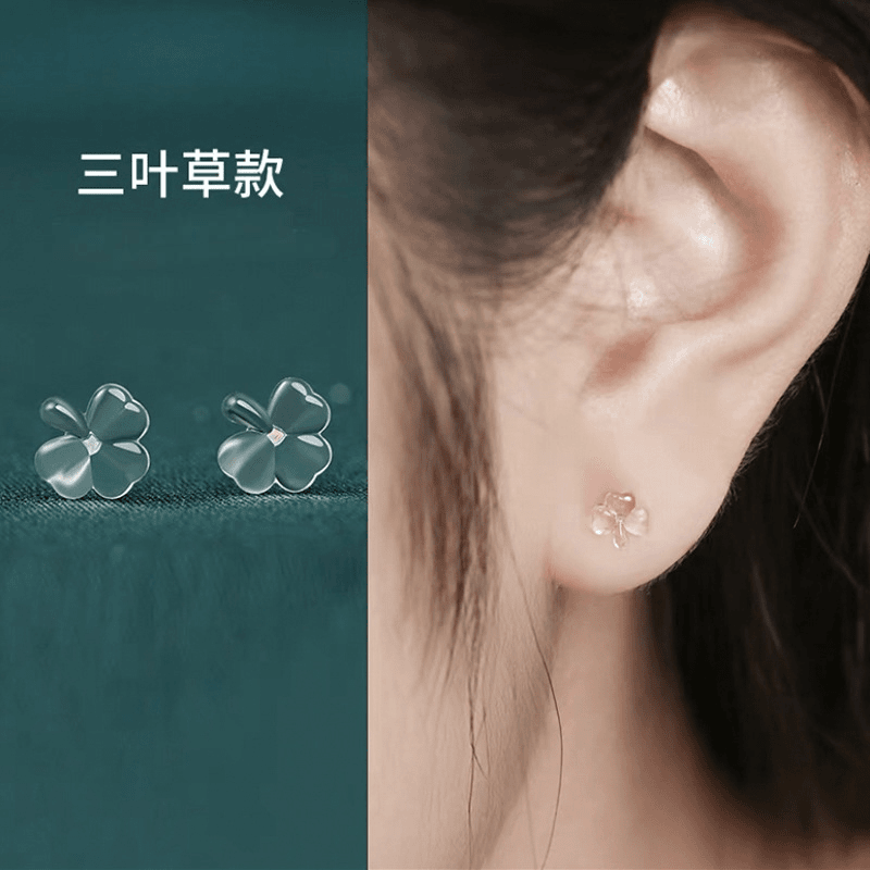 非金属树脂耳饰 时尚简约三叶花耳钉小巧百搭通勤日常耳饰E1565