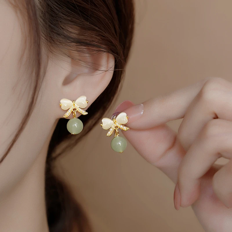 铜合金耳饰 气质新中式蝴蝶结耳坠国风小巧仙气时尚百搭耳饰E428