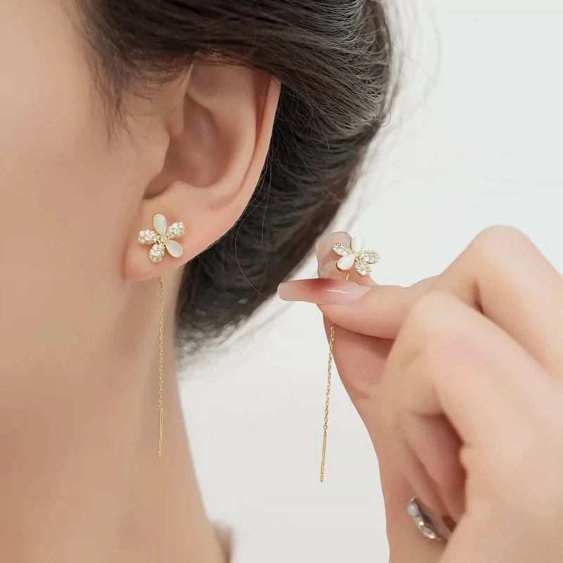 铜合金耳饰 A气质五瓣花耳线小巧时尚温柔小众春日花花耳饰E1429