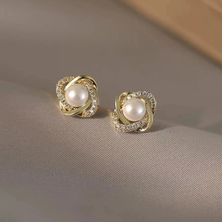 铜合金耳饰 A几何螺旋耳钉小巧百搭通勤时尚小众耳饰E1862