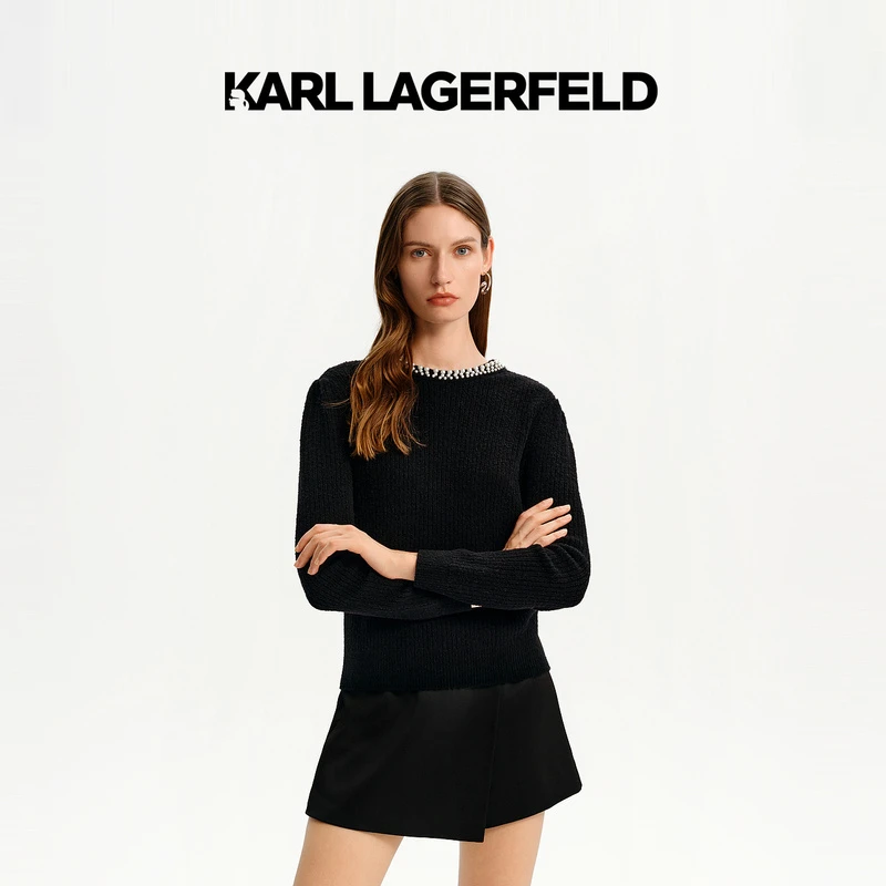 KARL LAGERFELD卡尔拉格斐2024秋季新款花领套头衫老佛爷K27E2306