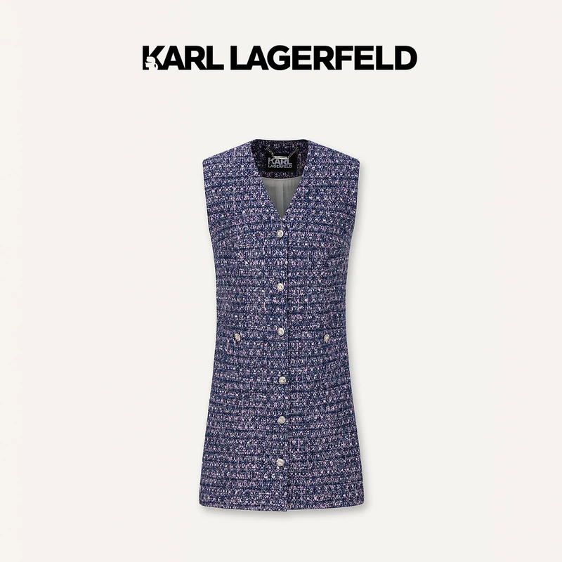 KARL LAGERFELD卡尔拉格斐2024夏季新款无袖连衣裙老佛爷241L1306