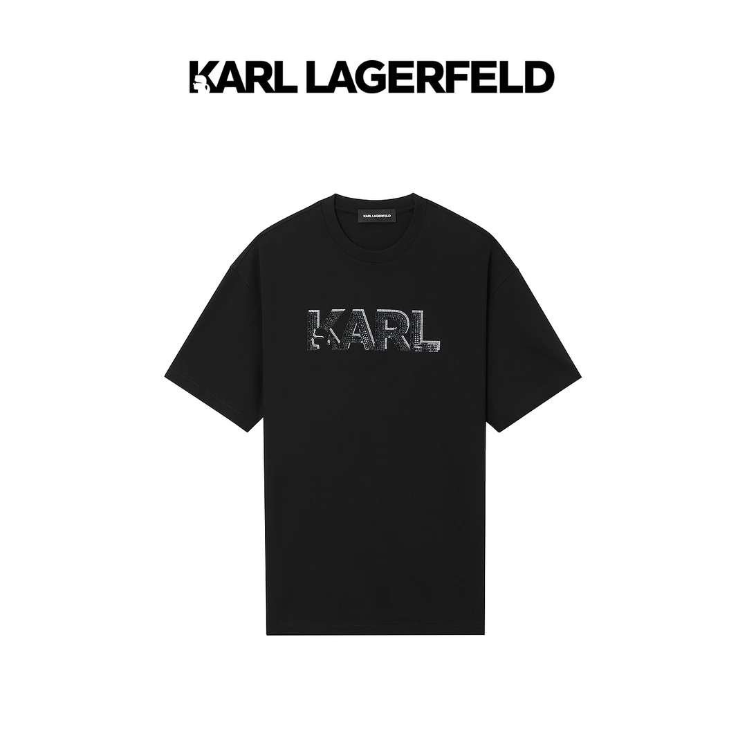 【官方男装】KARL LAGERFELD卡尔拉格斐正面字母T恤老佛爷236M1753