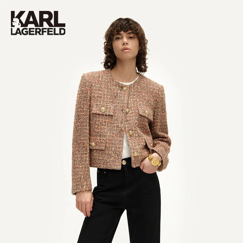 KARL LAGERFELD卡尔拉格斐秋冬新款截短款四袋小香风外套E37W15C2