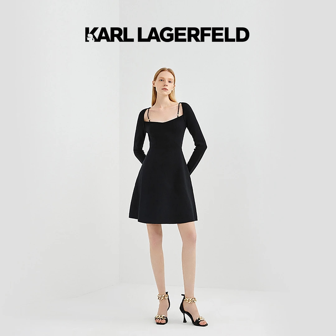 KARL LAGERFELD卡尔拉格斐2023夏款针织紧身连衣裙老佛爷221L2006