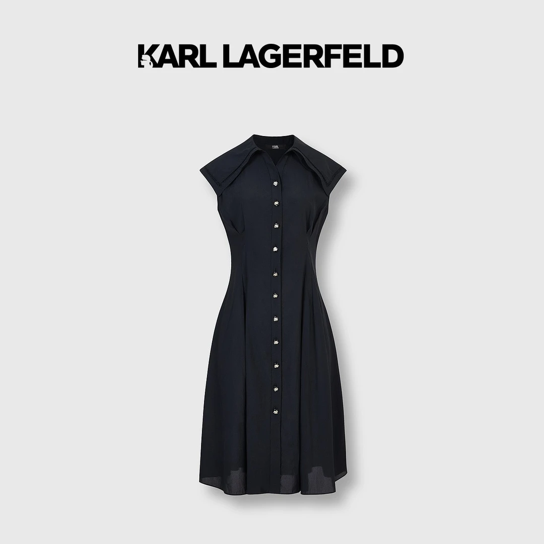 【晨粉专享价】KARLLAGERFELD夏新款简约收腰连衣裙女E33L1351