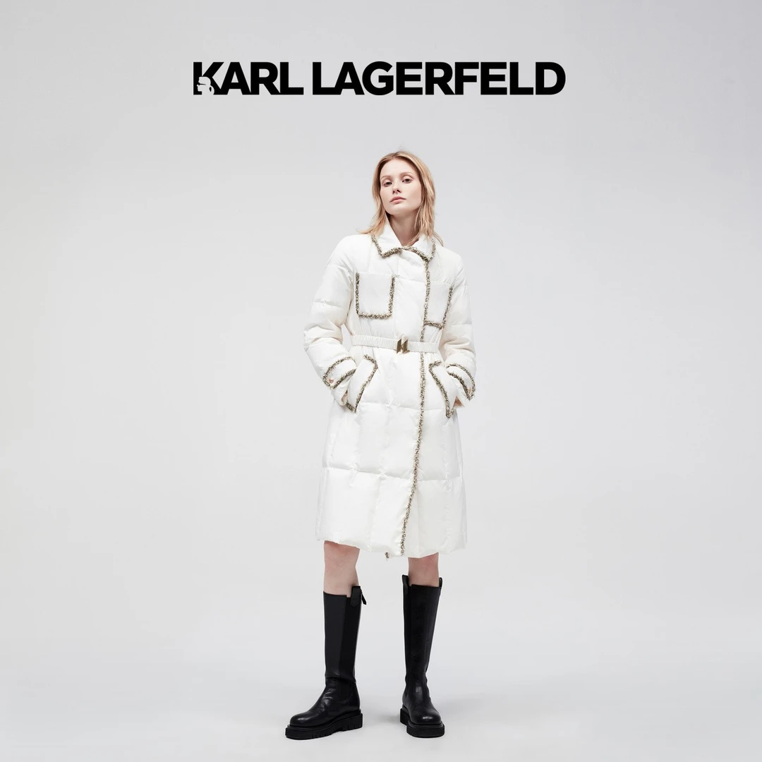 KARL LAGERFELD秋冬新小香风压边收腰羽绒服E27L1539
