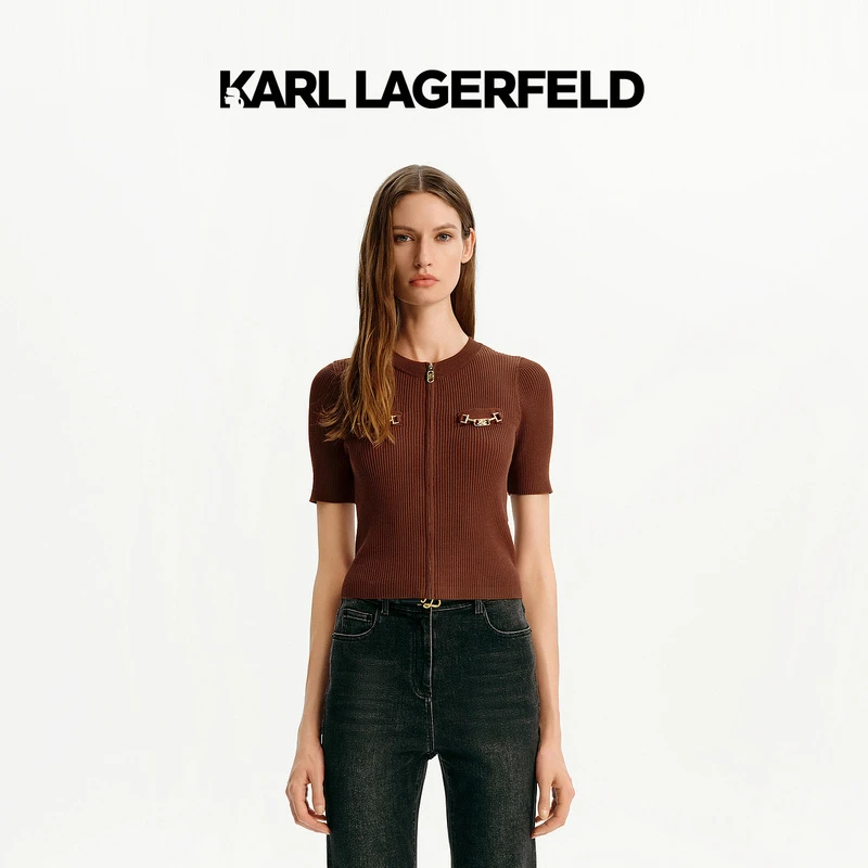 KARL LAGERFELD卡尔拉格斐2024秋季修身针织开衫老佛爷K26E2204