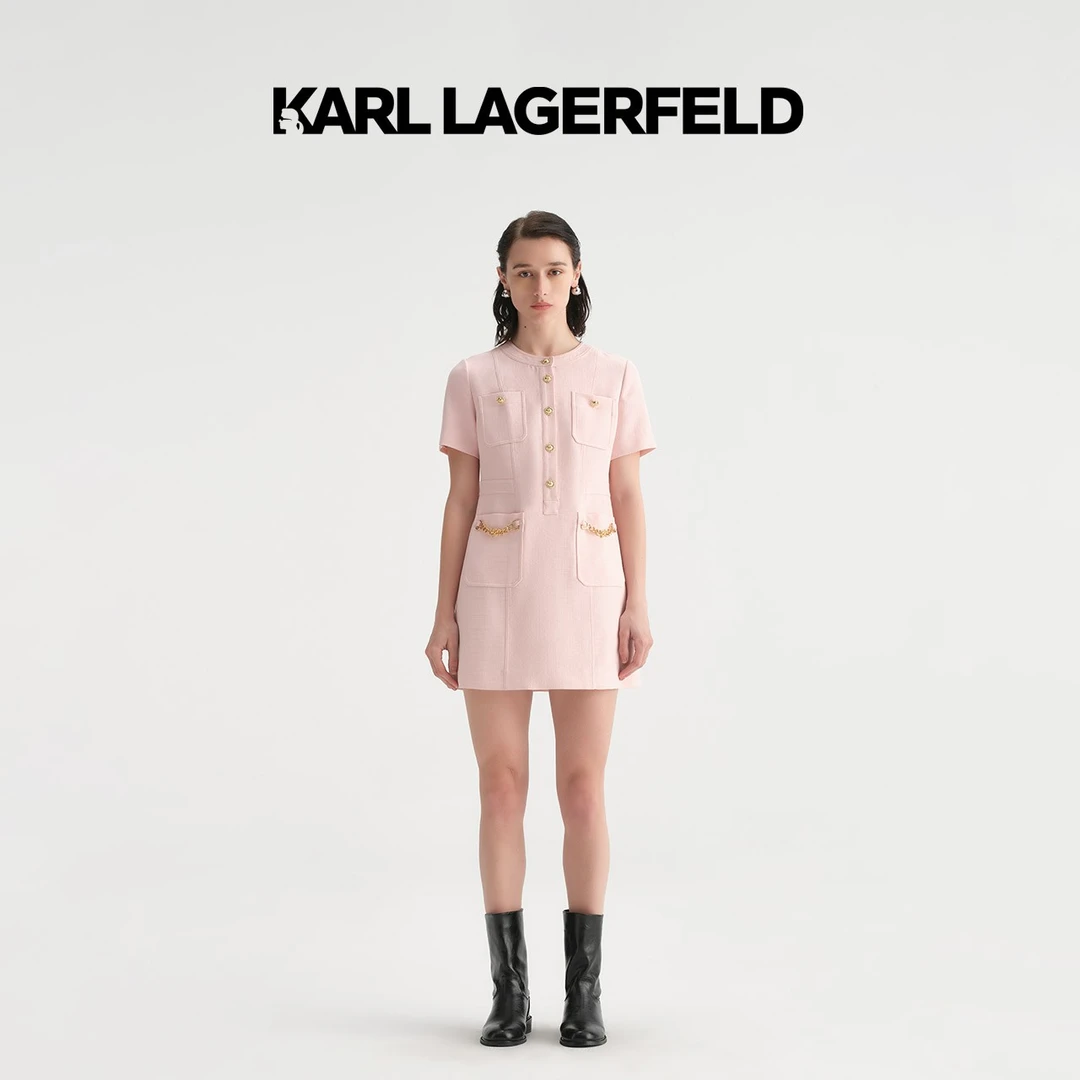 【尤莱特】KARL LAGERFELD卡尔拉格斐新款粉色连衣裙M22E1398