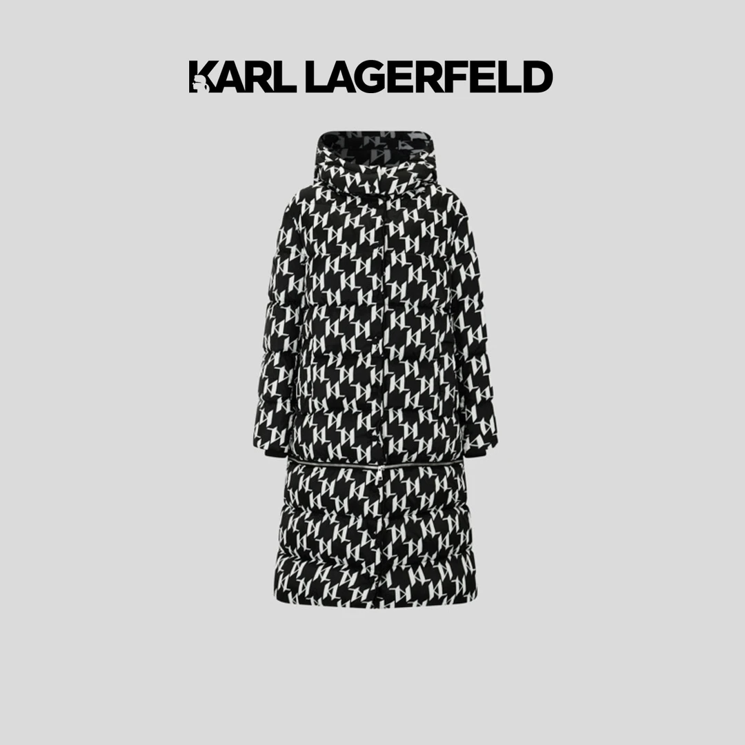 KARL LAGERFELD卡尔拉格斐KL老花满印可拆卸长款羽绒服216L1530