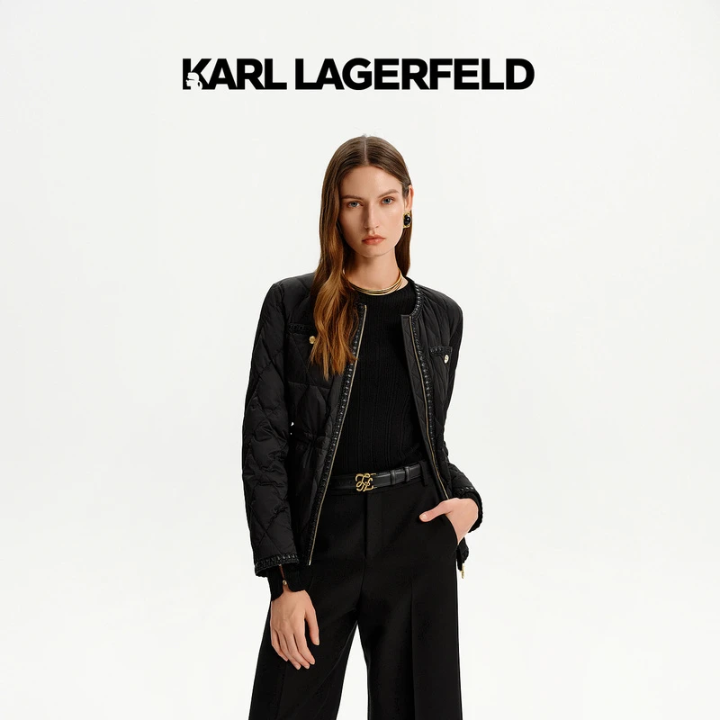 KARL LAGERFELD卡尔拉格斐2024冬季新款收腰羽绒服老佛爷K27E4003