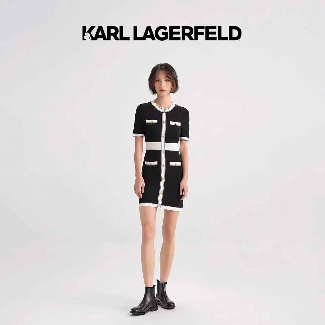 【臻享】KARL LAGERFELD卡尔拉格斐23款拼色连衣裙老佛爷E32L2032