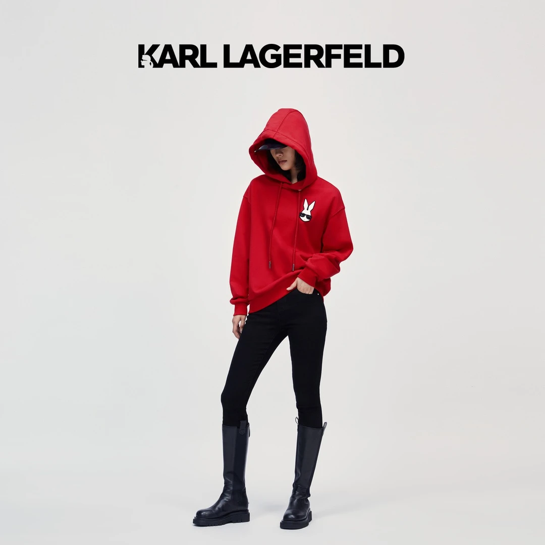 KARL LAGERFELD卡尔拉格斐2023新款红色兔年卫衣老佛爷226L1805