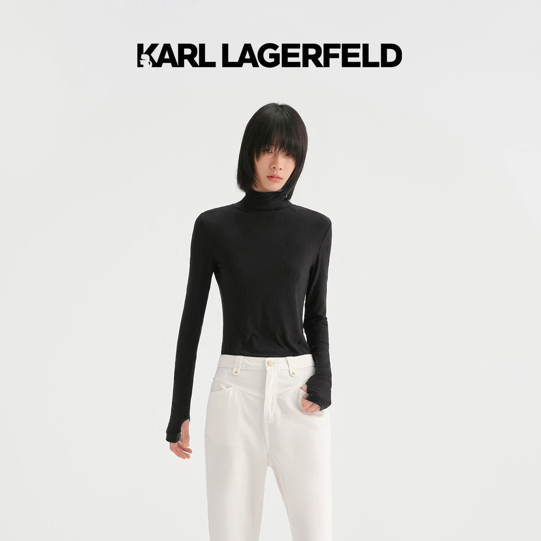 KARL LAGERFELD卡尔拉格斐秋KL提花高领针织套头衫老佛爷236L2002