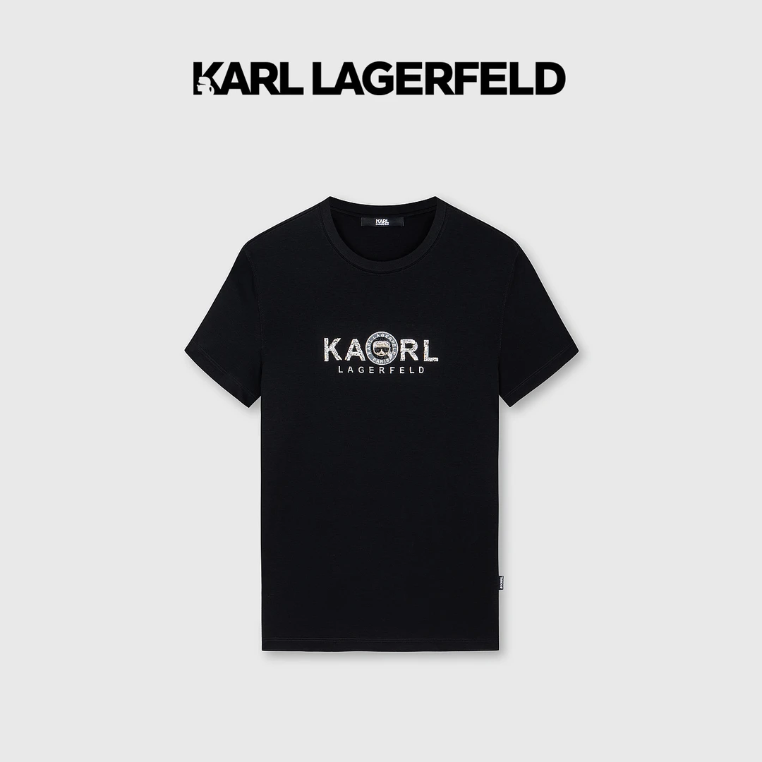 【XIAOQIAO奢品】KARL LAGERFELD镶钻短袖老佛爷E42M1706