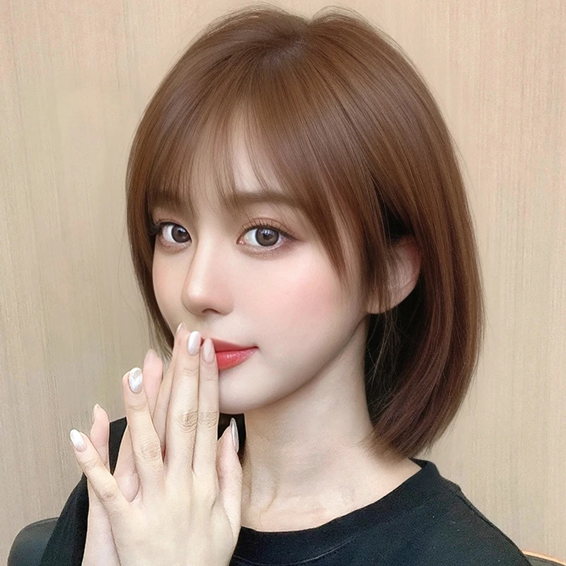 轻薄女款头皮全头套全真人发丝短发波波头女士超自然真发逼真隐形