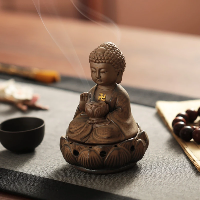 复古如来家用香薰炉室内禅意盘香炉小号创意茶道摆件檀香沉香熏炉