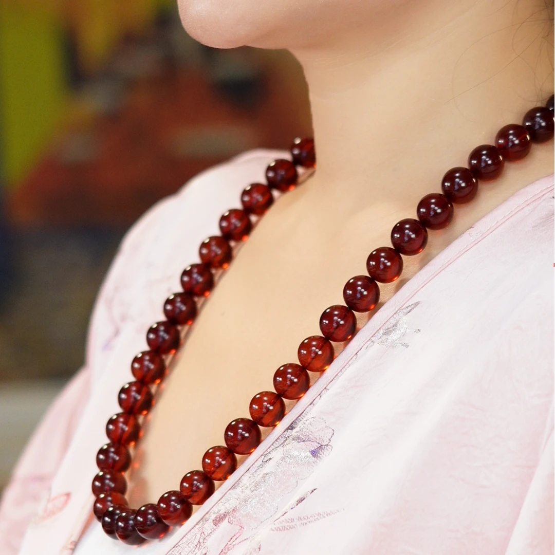 東芳珠宝-13mm/60cm缅甸天然琥珀妈妈链琥珀项链气质时尚DXM504