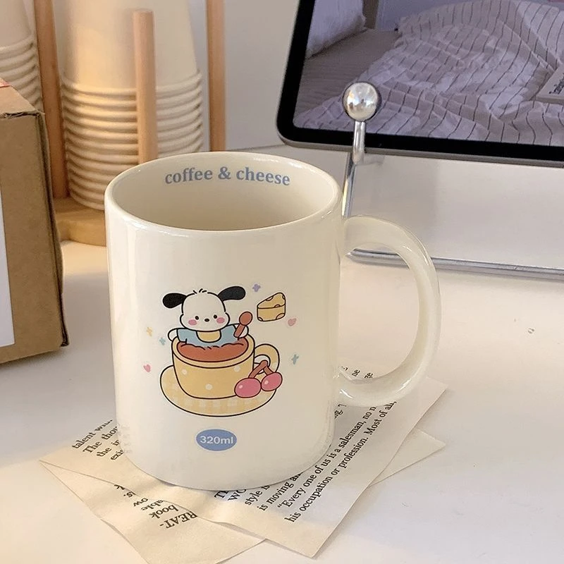 可爱帕恰小狗生日蛋糕陶瓷马克杯子ins高颜值家用简约耐高温带盖