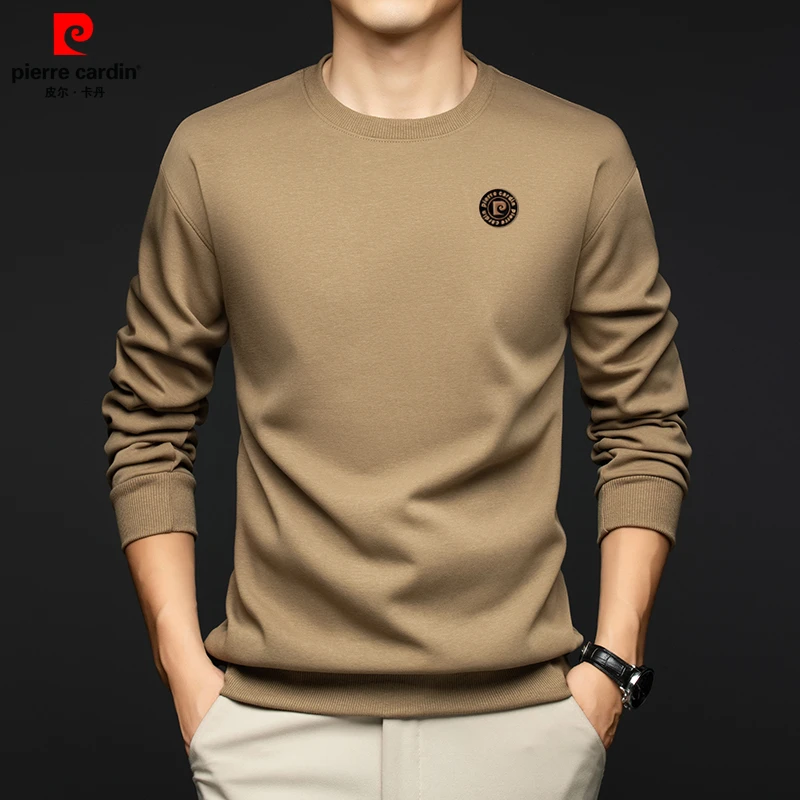 皮尔卡丹国际大牌卫衣男士秋冬季新款纯棉圆领加绒t恤长袖上衣