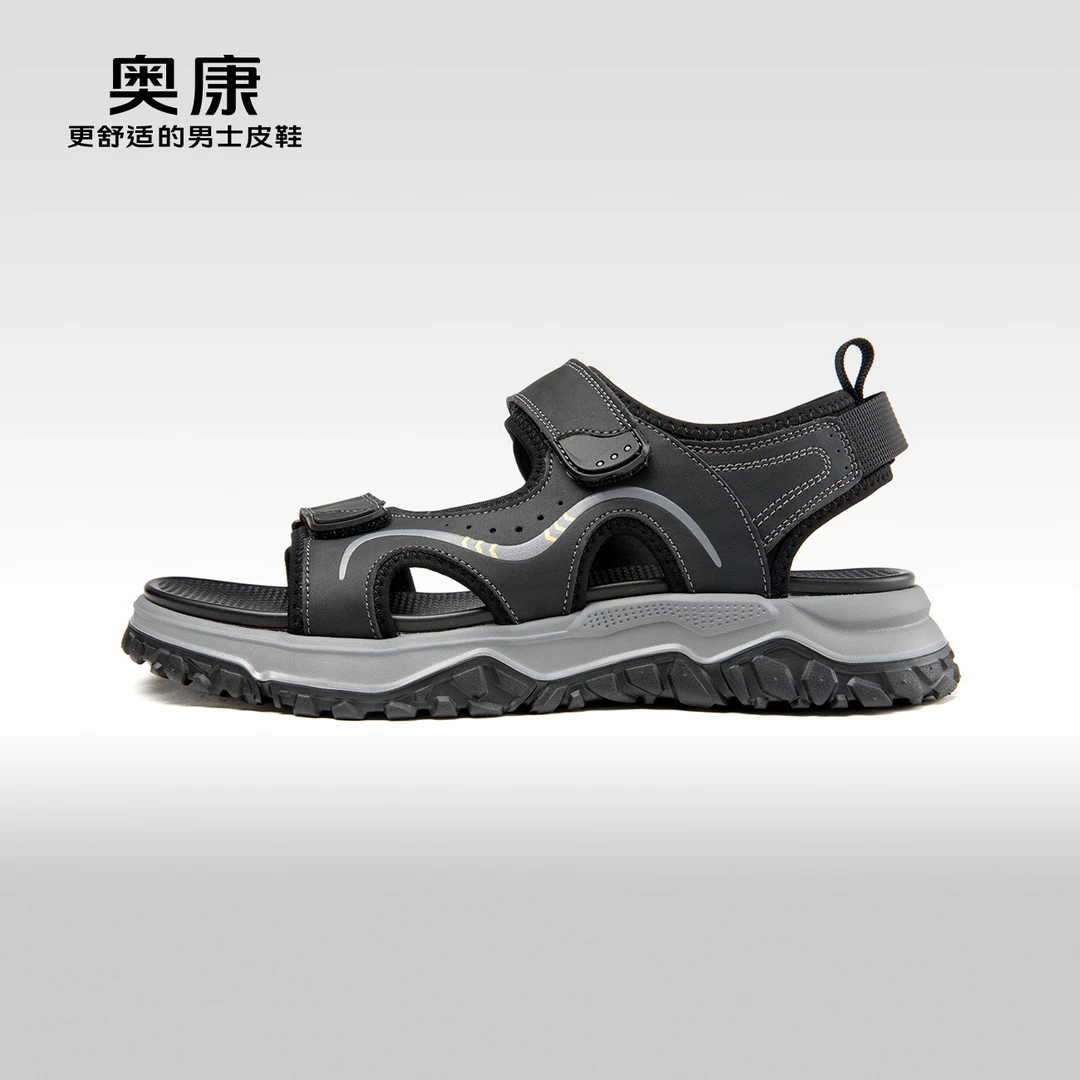2024夏季新款时尚沙滩鞋男拼接耐磨透气防滑户外凉鞋