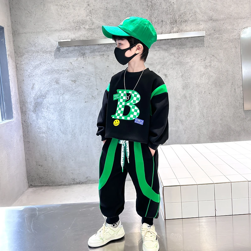 男童春季套装2025新款儿童帅气炸街中小童宝宝拼色休闲运动两件套