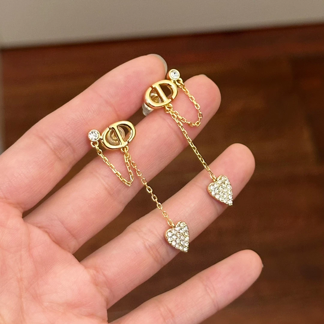 铜合金合成锆石耳饰 E0554轻奢简约精致长款时尚百搭ins镶钻冷淡