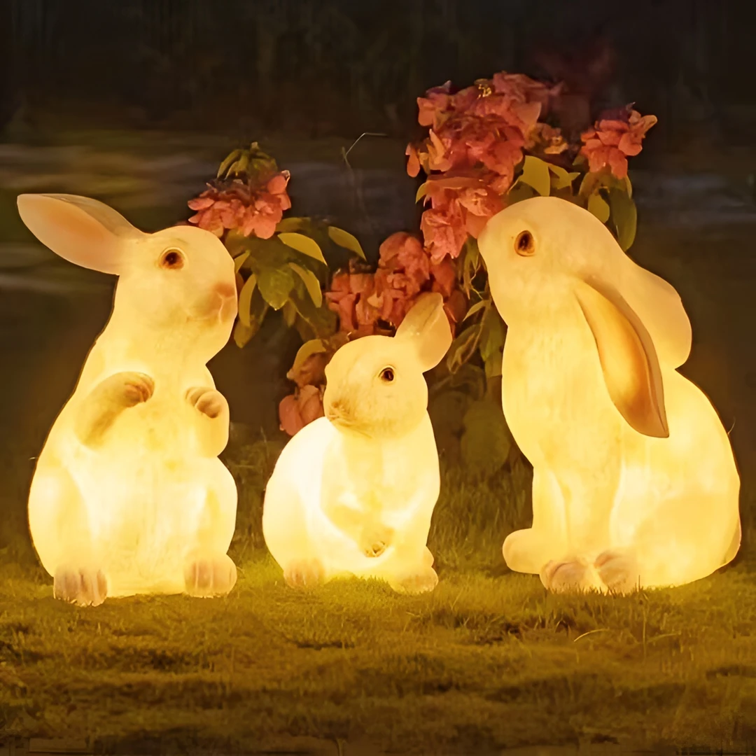 户外仿真卡通动物兔子灯庭院草坪装饰雕塑灯创意童真太阳能景观灯