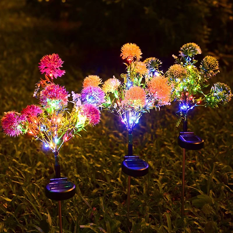 太阳能仿真四彩蒲公英草坪地插灯户外庭院景观装饰灯花园氛围灯