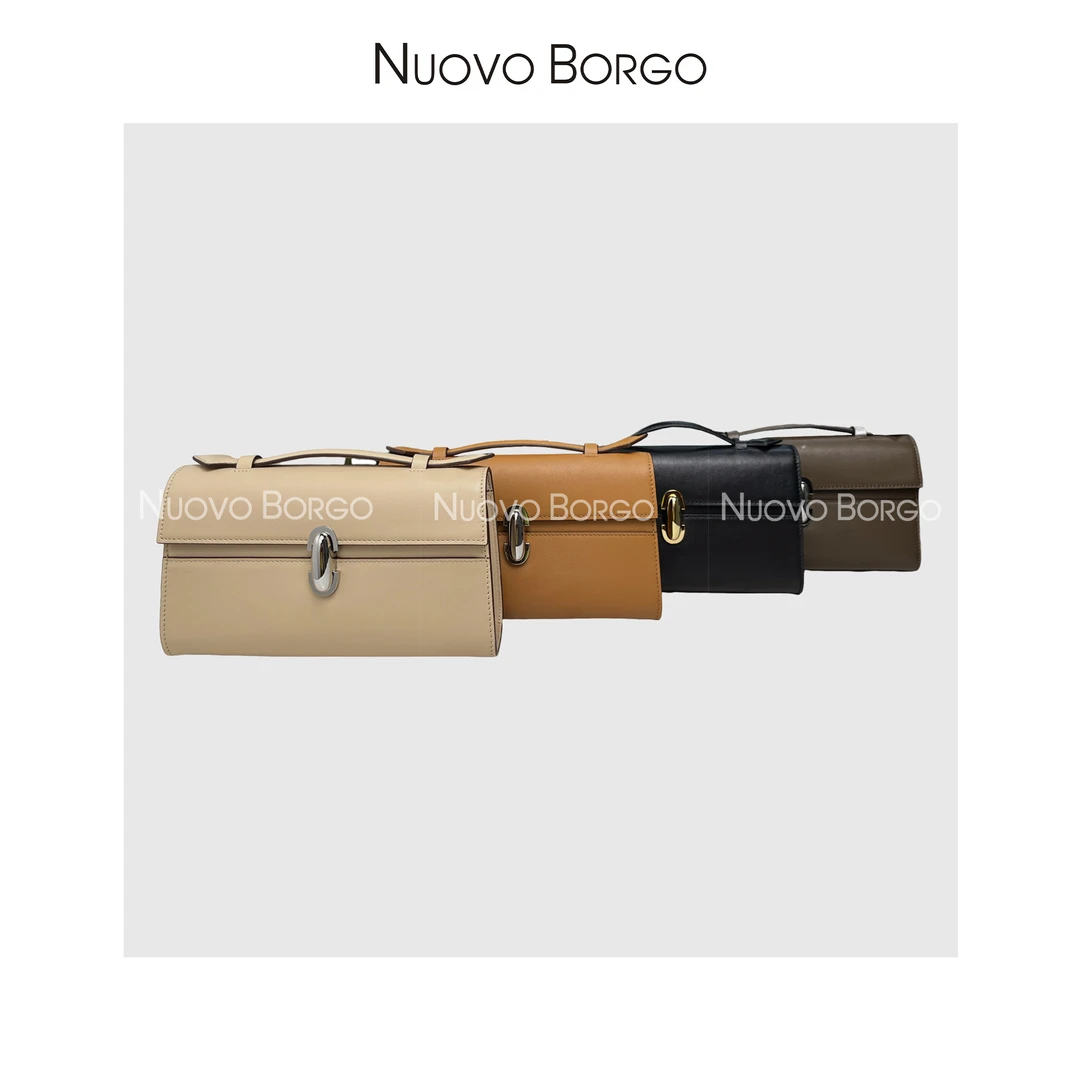 Nuovo Borgo 真皮手提包小方包轻奢牛皮手拎包百搭豆腐包W39/8001