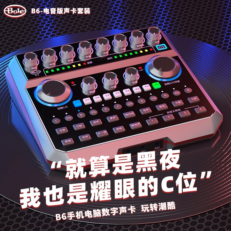 声佰乐B6plus麦克风网红唱歌专用录音电影声卡设备神器主播室内
