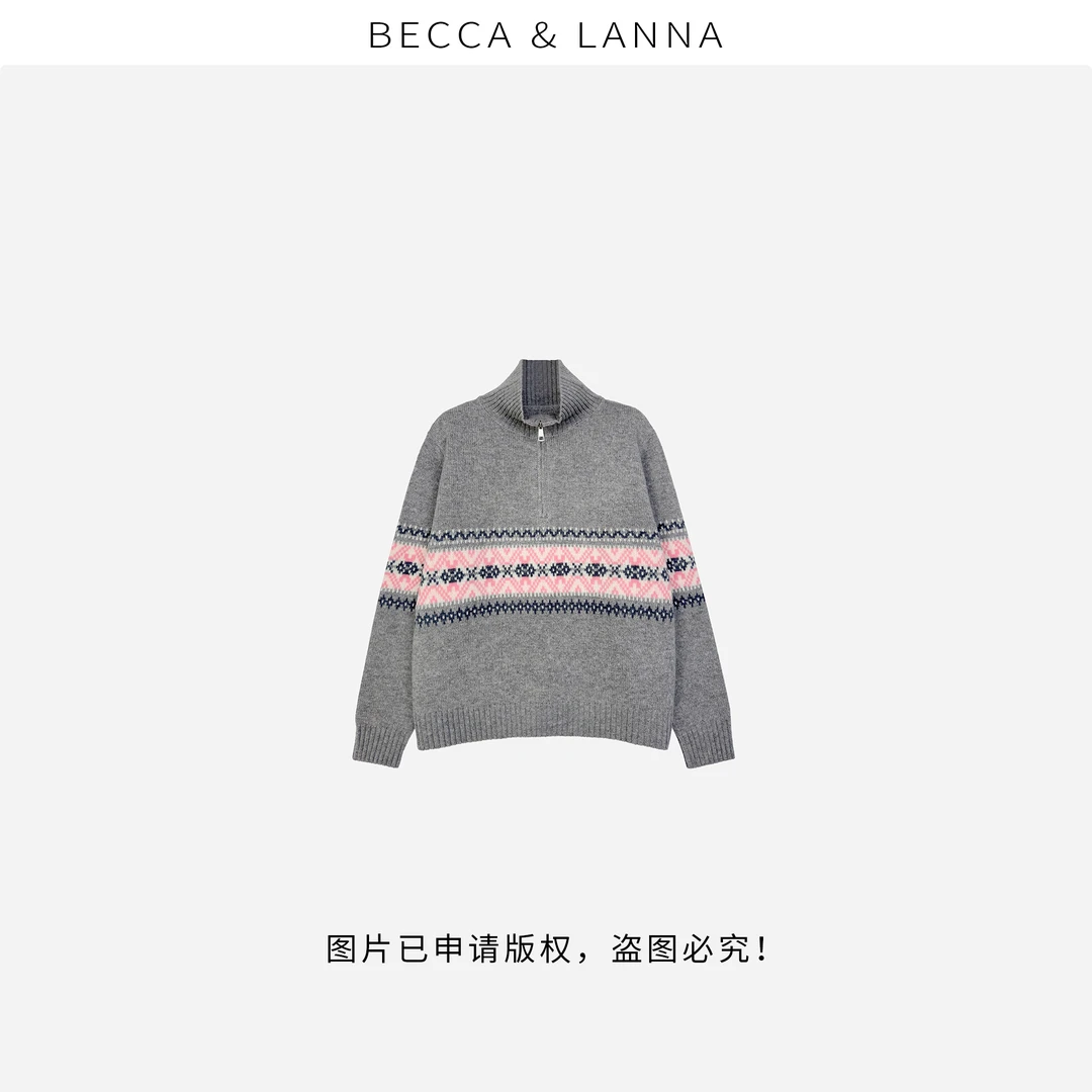 D0244 女士秋冬休闲气质厚实立领长袖针织衫 女装