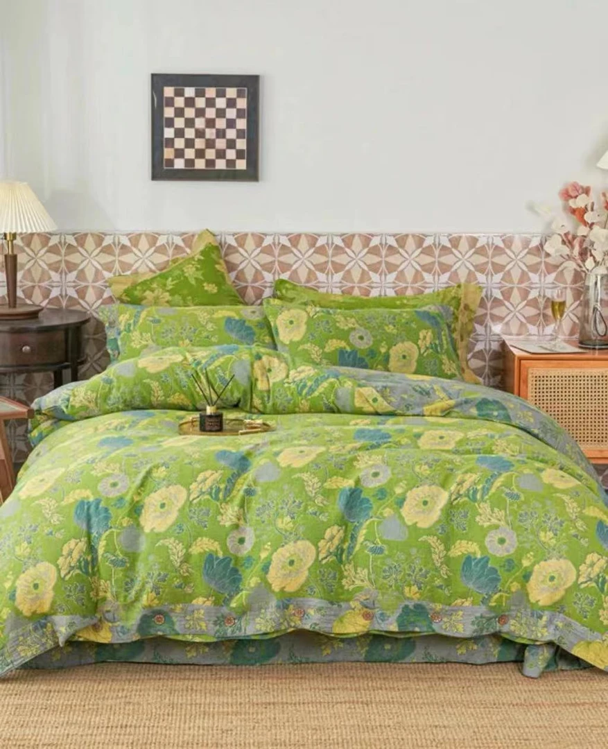 【虞美人绿色四季被】轻奢款纯棉双层纱A类母婴级四季被